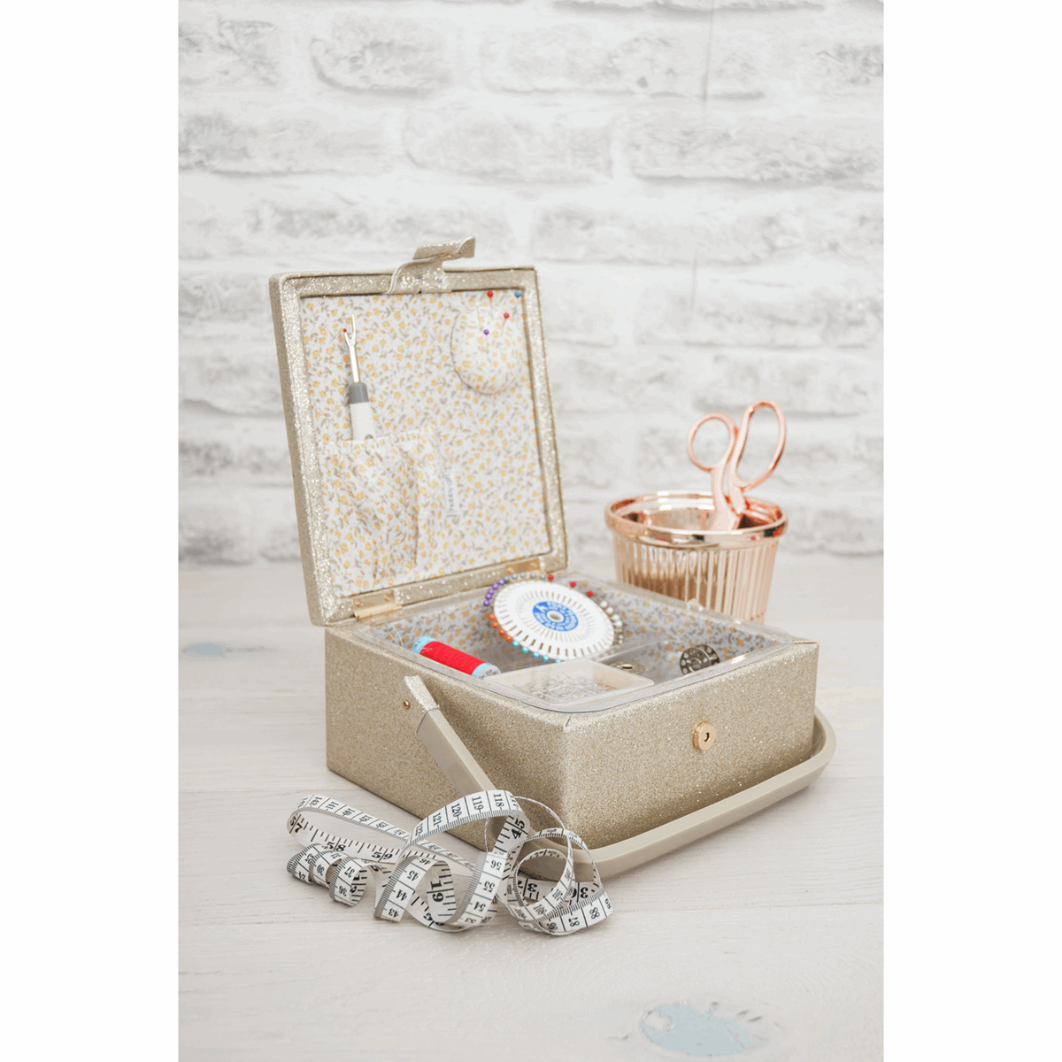 Gold Glitter Sewing Box - Small
