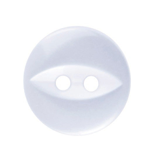 Pale blue 11mm fisheye button on a white background