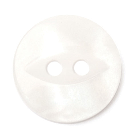 Pearl white 14mm fisheye button on a white background