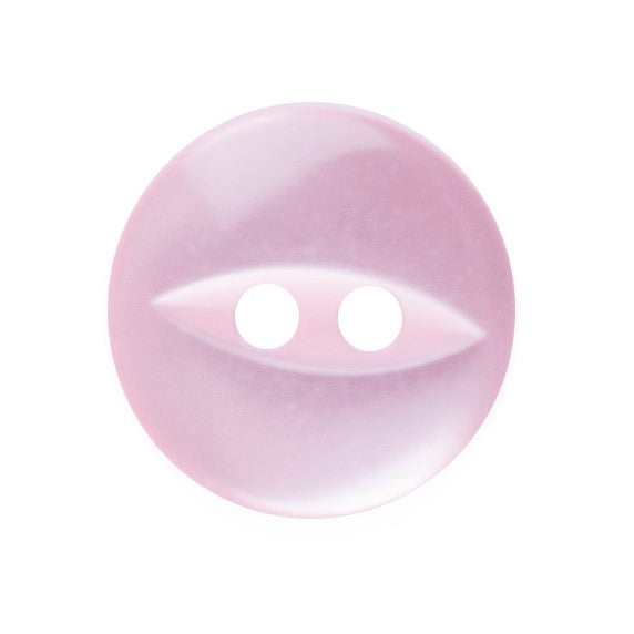 Pale lilac 16mm fisheye button on a white background
