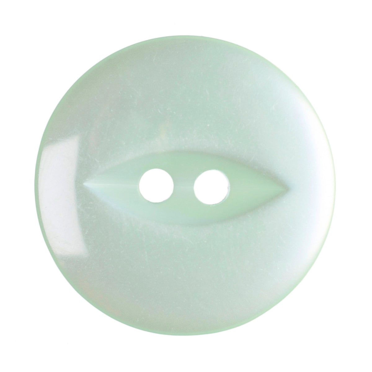 Mint green 14mm fisheye button on a white background