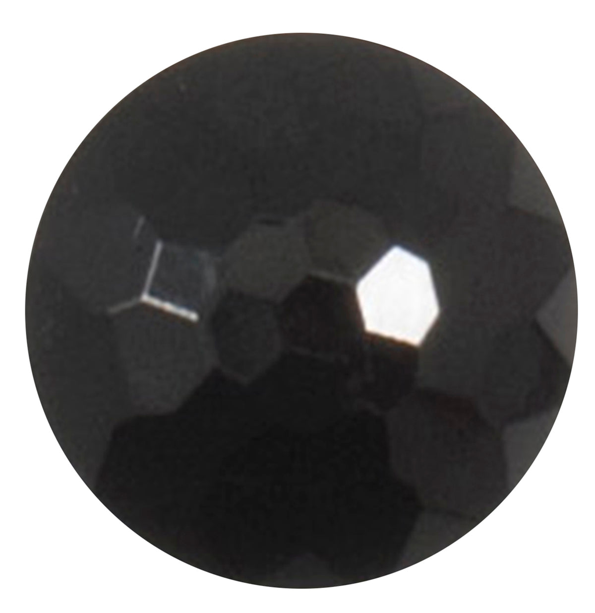 Round black faceted shank button