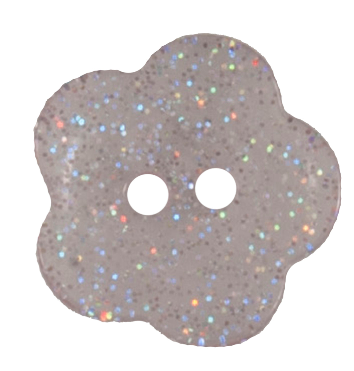 Clear glitter flower-shaped two-hole button