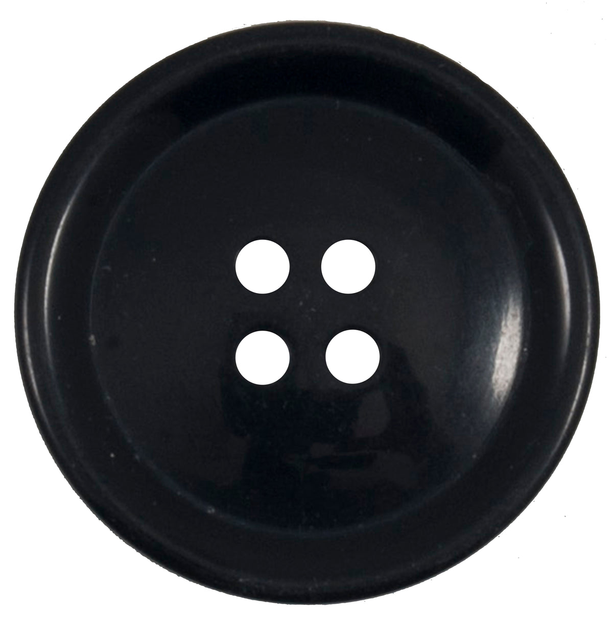 Large black glossy round 4-hole coat button