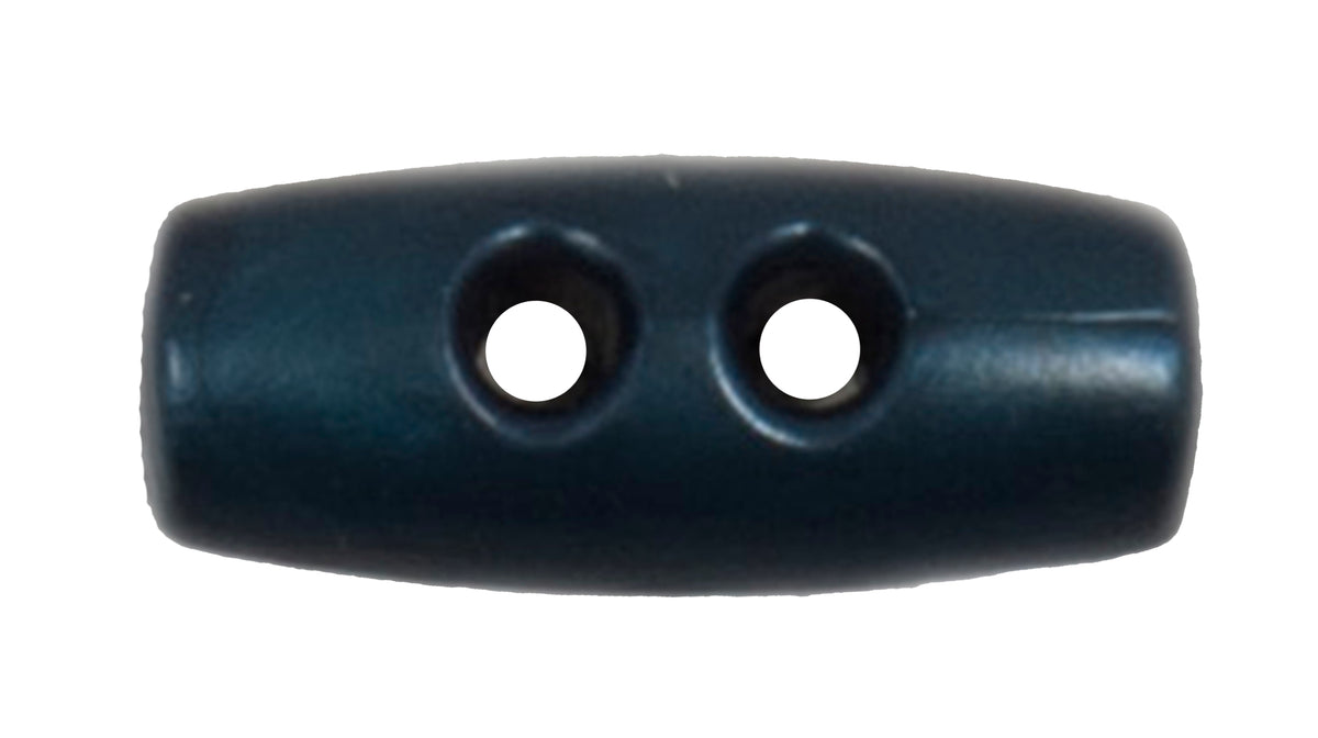 Navy barrel-shaped toggle button with two holes