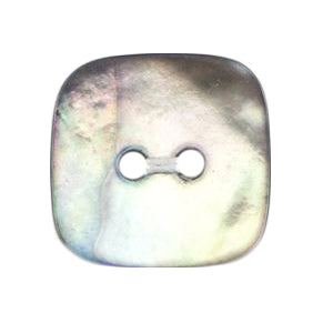 Square pearlescent two-hole button with rounded corners