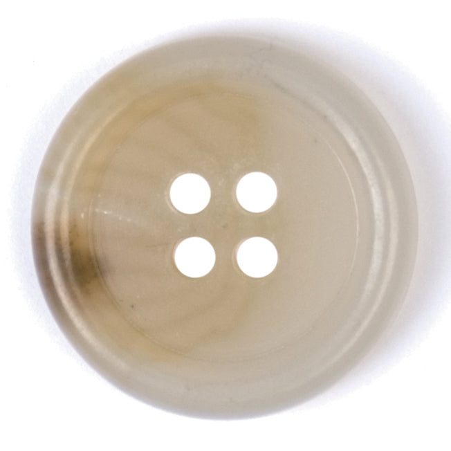Beige horn-effect round button with four holes