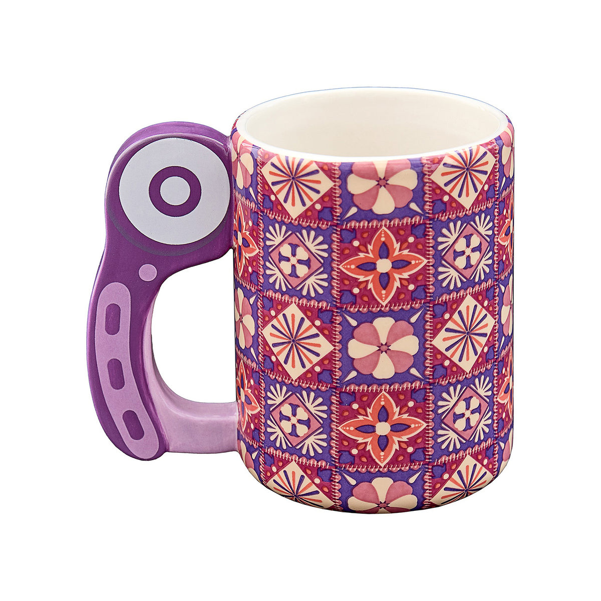 Novelty mug designed to look like a rotary cutter