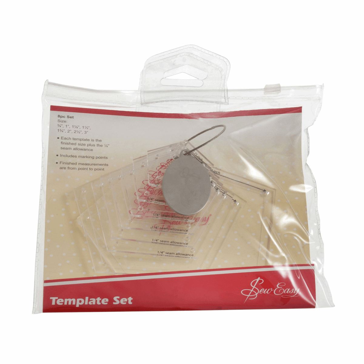 Sew Easy Mini Pentagon Template Set - 8 Assorted Sizes