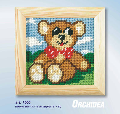 Orchidea My First Embroidery needlepoint kit with teddy design