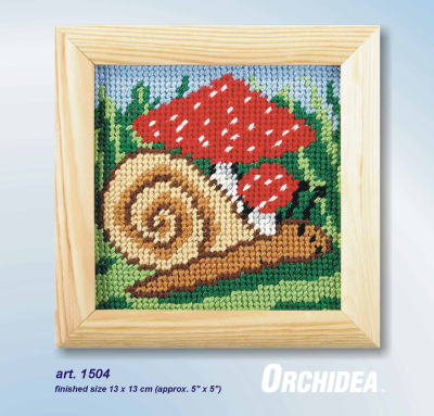 Orchidea My First Embroidery needlepoint kit with snail design