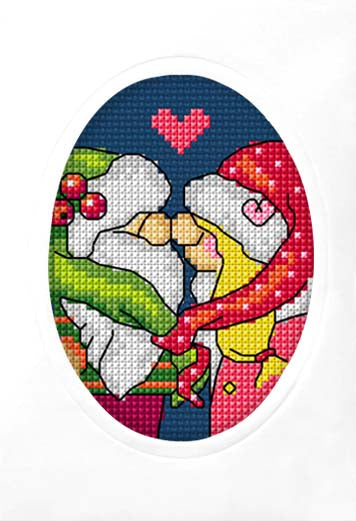 Orchidea cross stitch greetings card kit with a Gnomes design