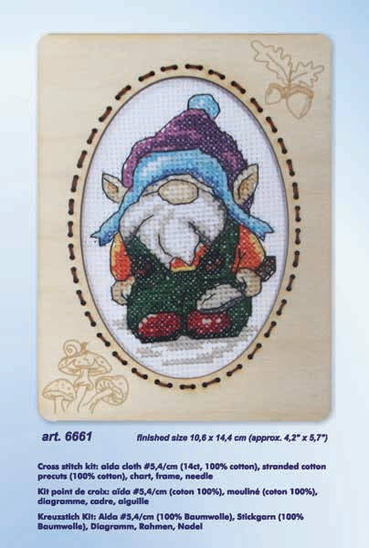 Orchidea Gonk 4 cross stitch kit in a plywood frame