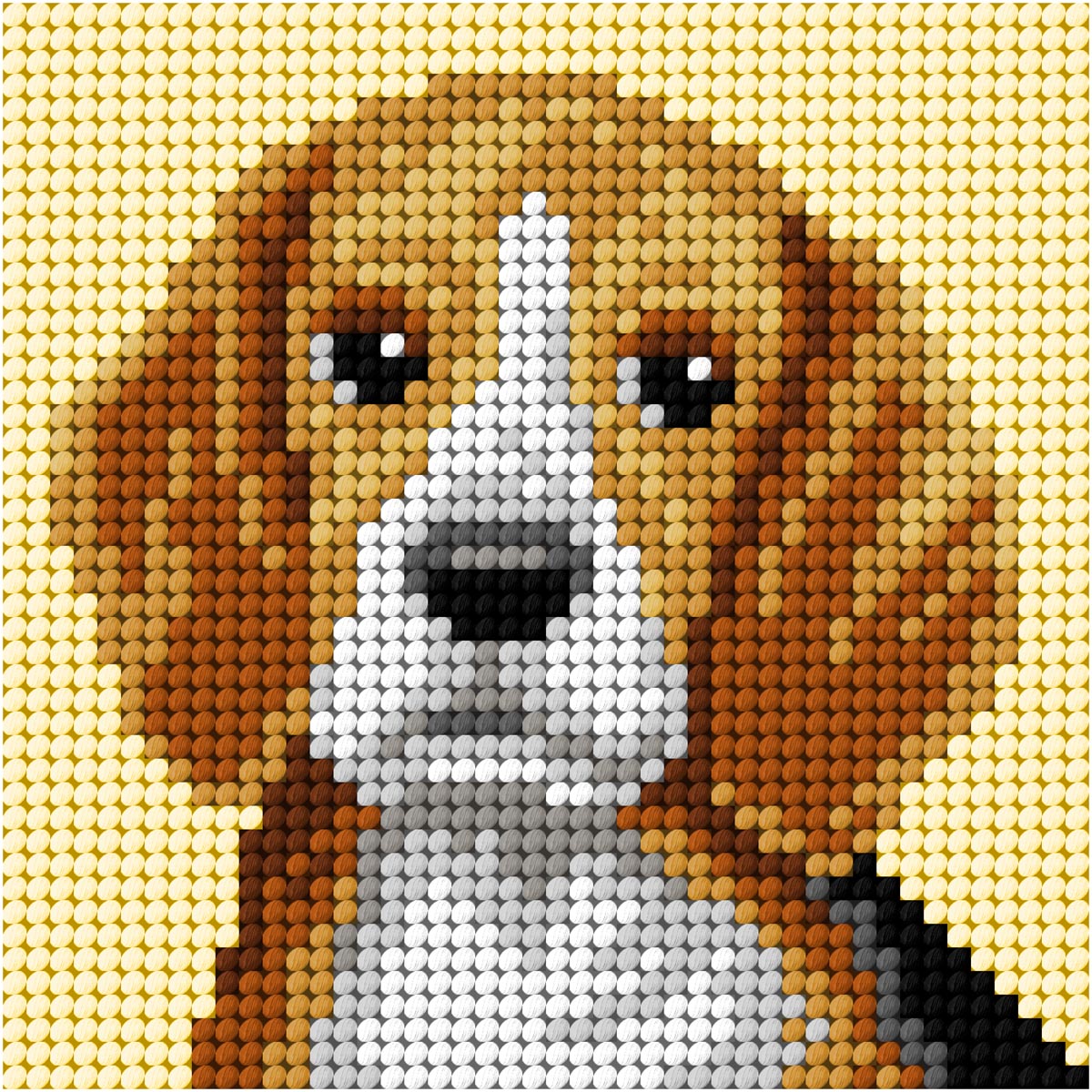 Orchidea mini needlepoint kit with basset design