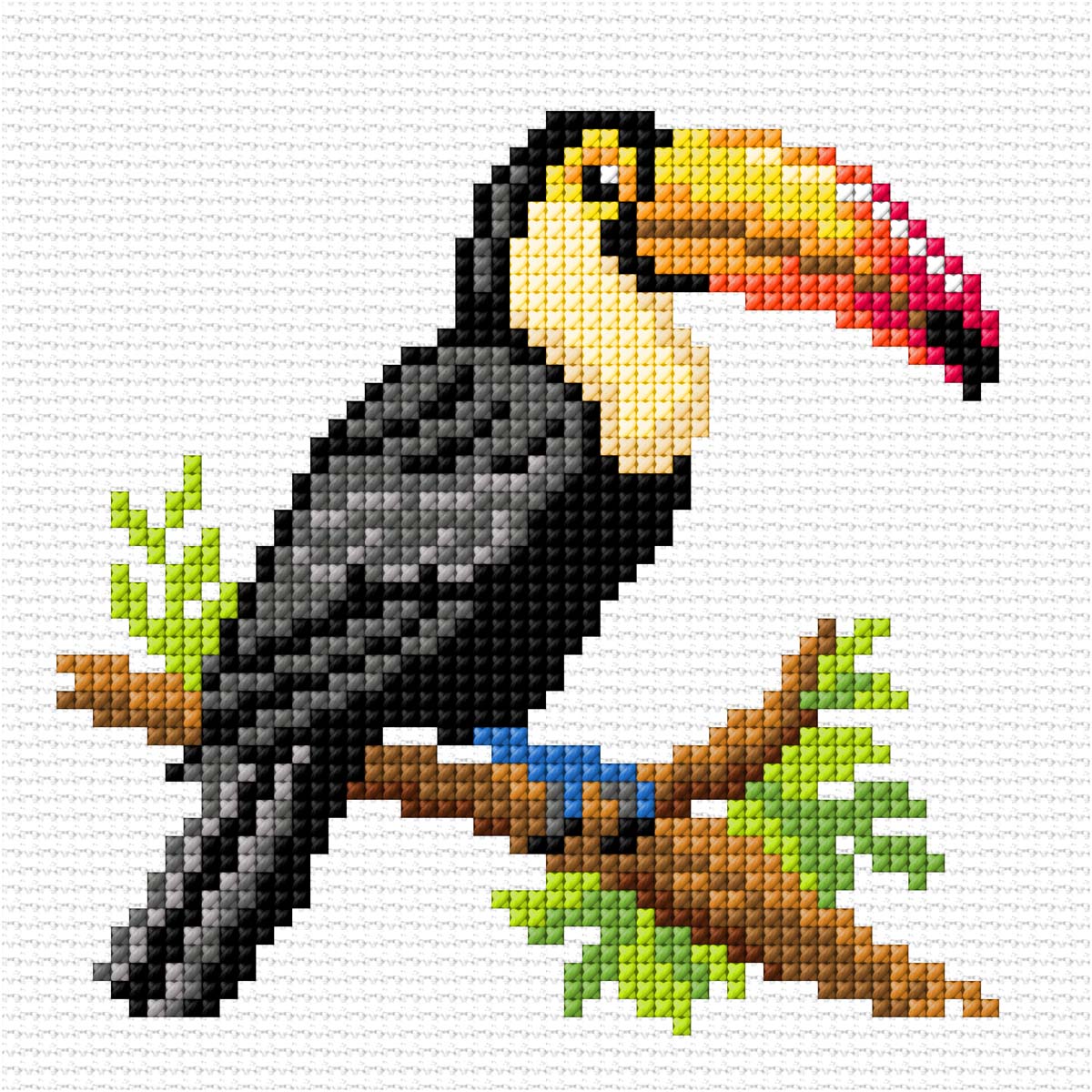 Orchidea toucan printed cross stitch kit
