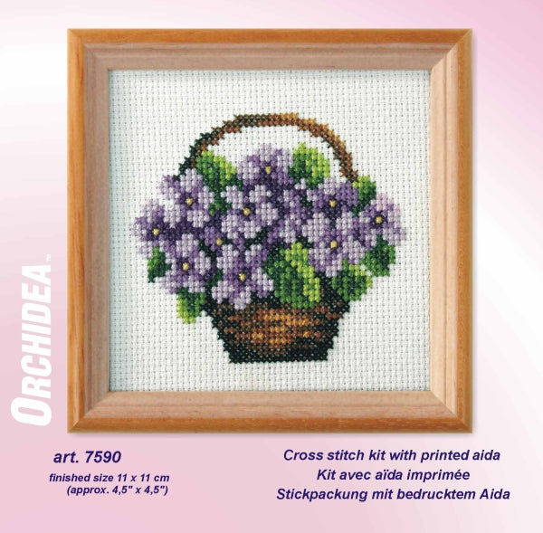 Orchidea violets floral cross stitch kit design