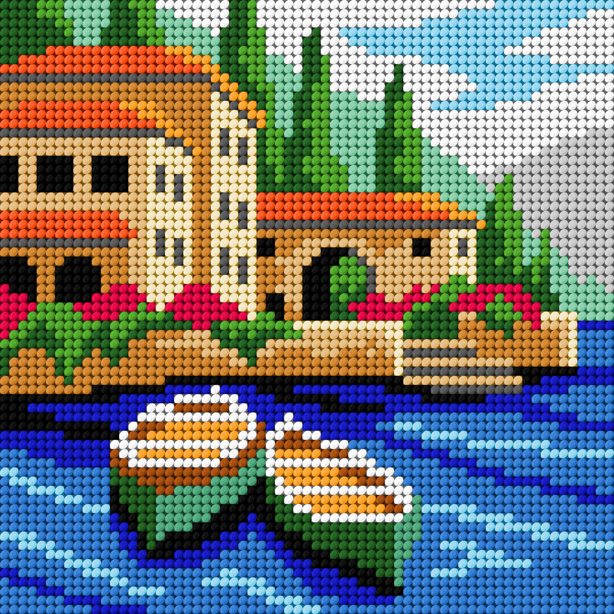 Orchidea beginners needlepoint kit with printed harbour scene 1 design