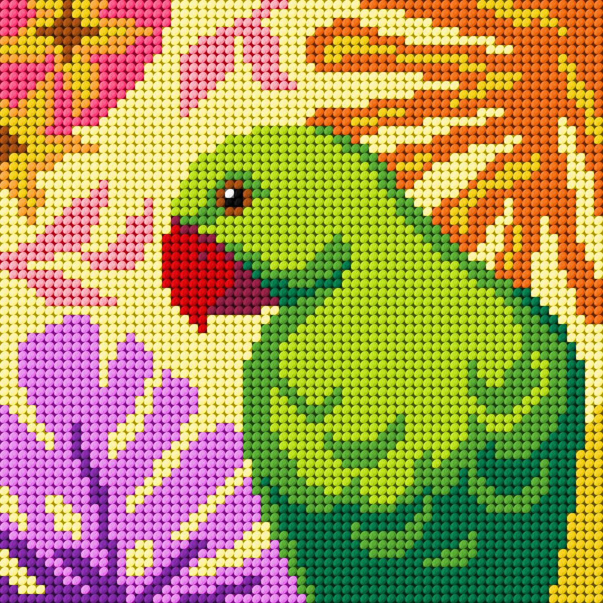Orchidea beginners needlepoint kit with printed parrot 2 design