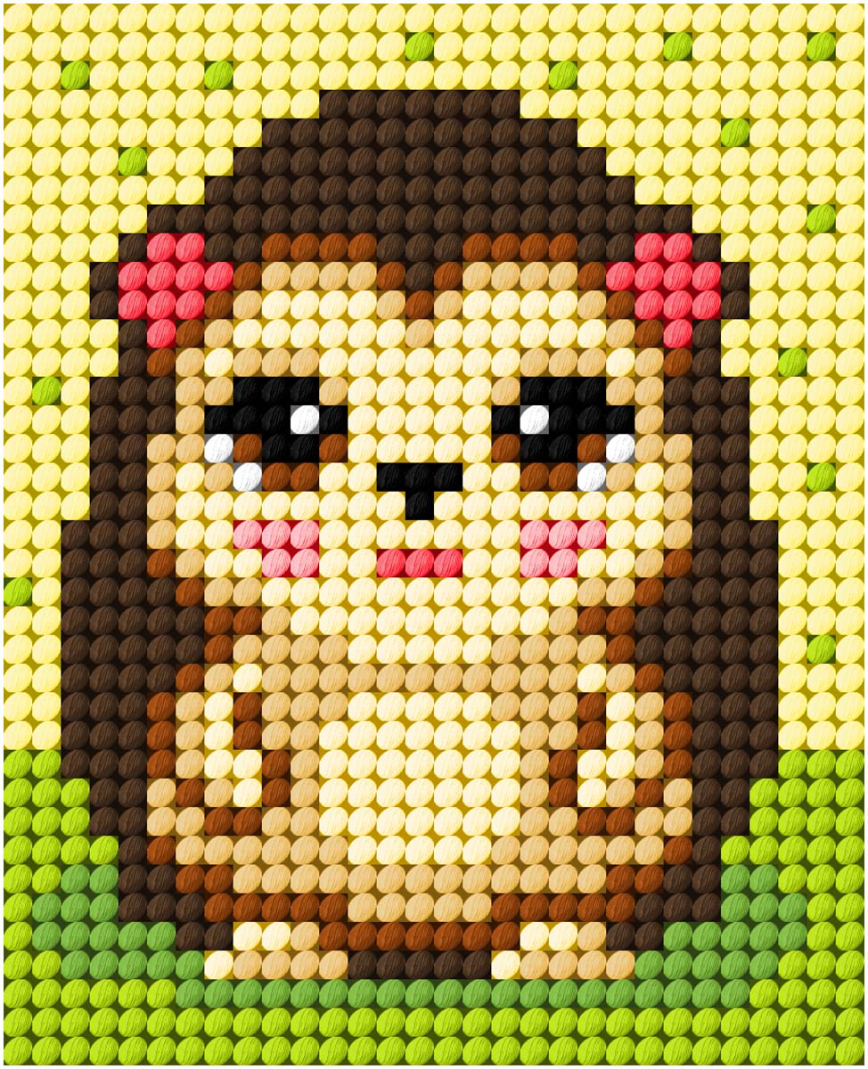 Finished hedgehog needlepoint picture from a beginner's kit