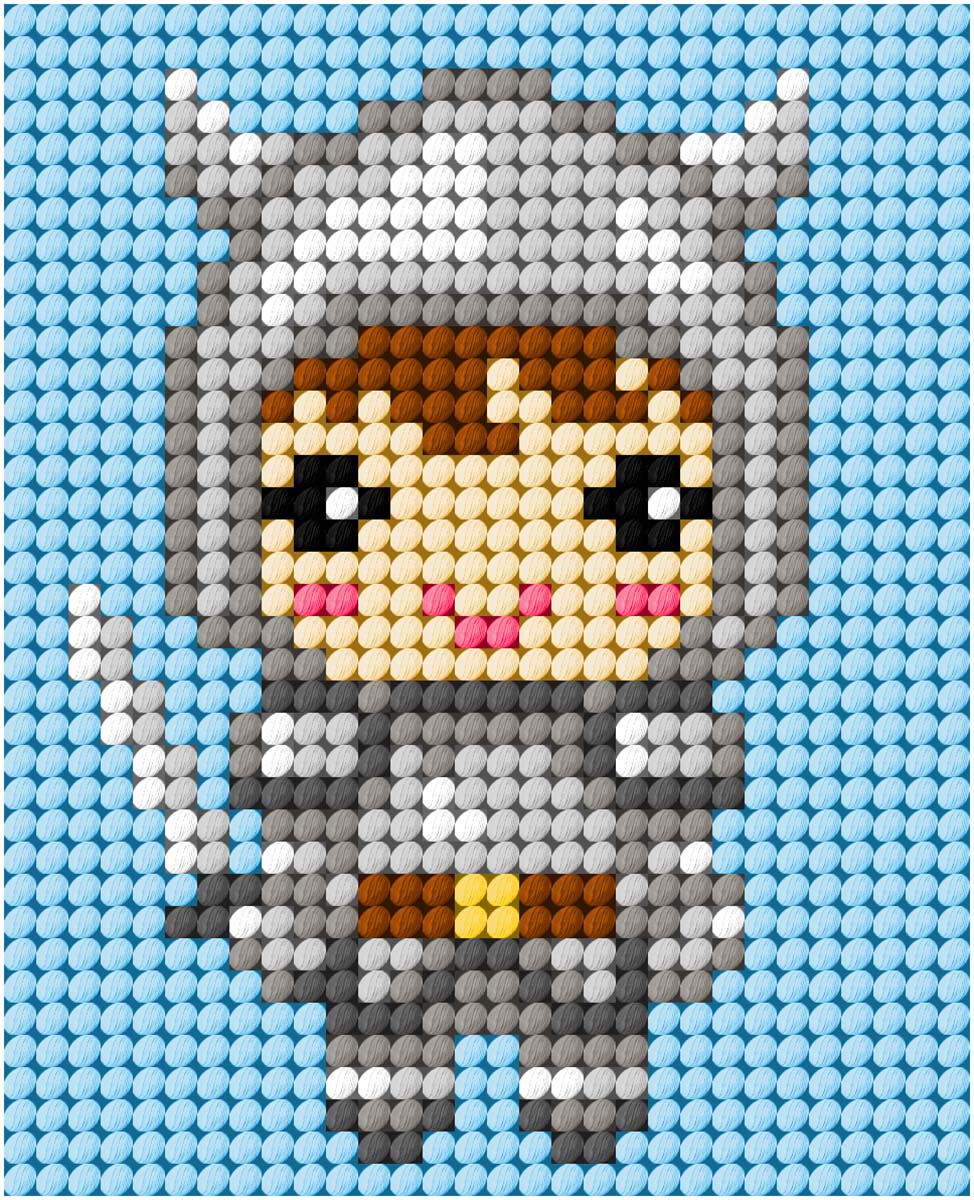 Finished knight needlepoint picture from a beginner's kit