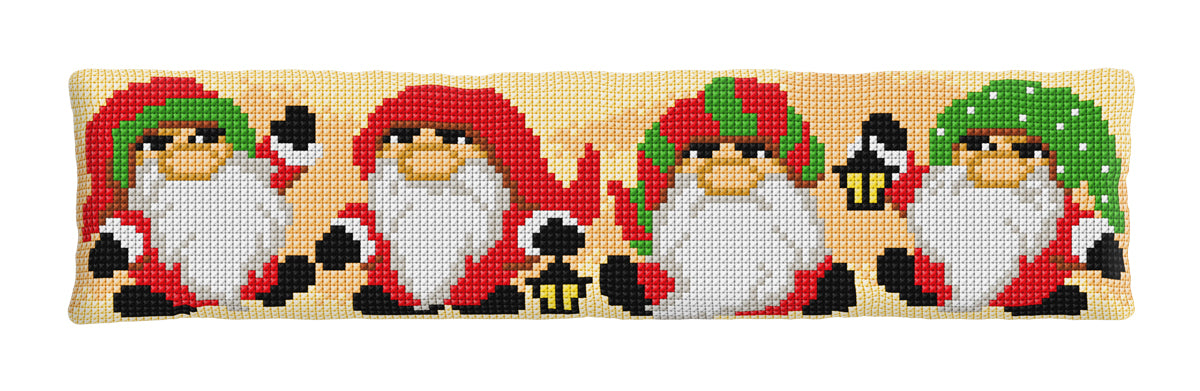 Orchidea cross stitch cushion showing Santa Claus figures