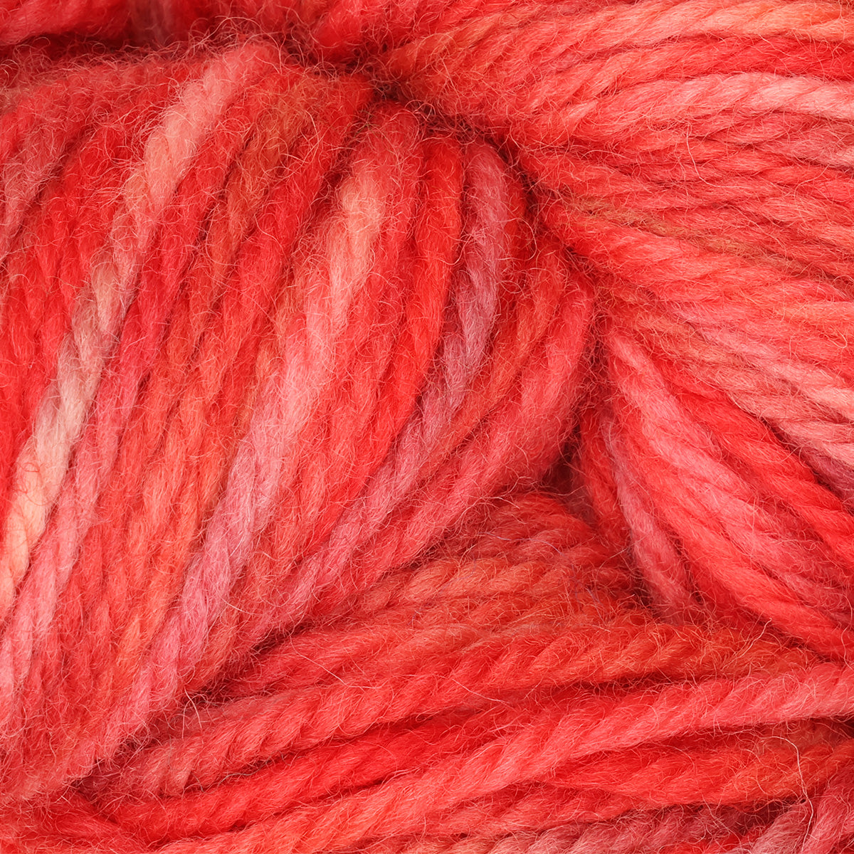 Skein of variegated Red Snapper fine weight punch needle wool yarn