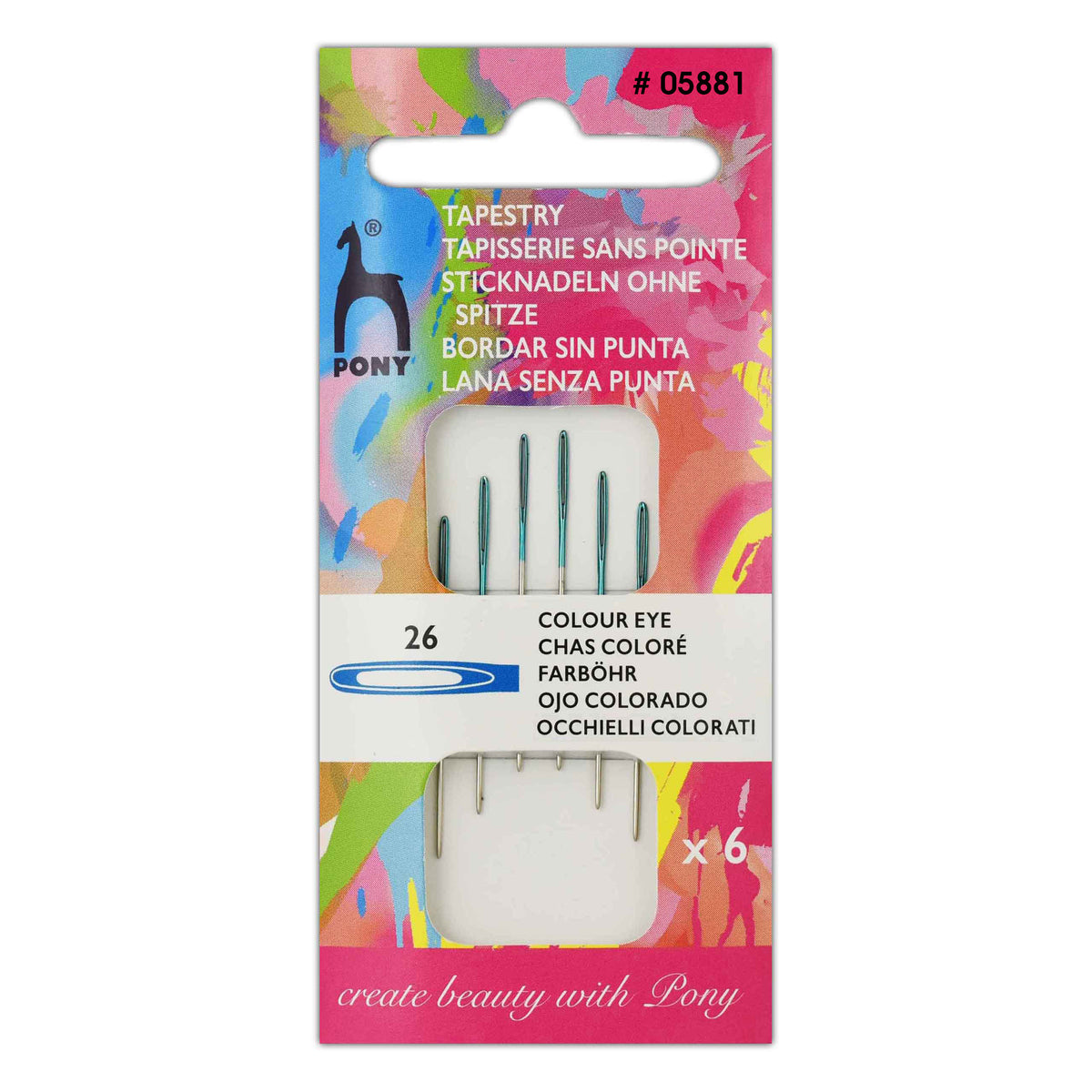 Packet of Pony colour-coded eye tapestry needles