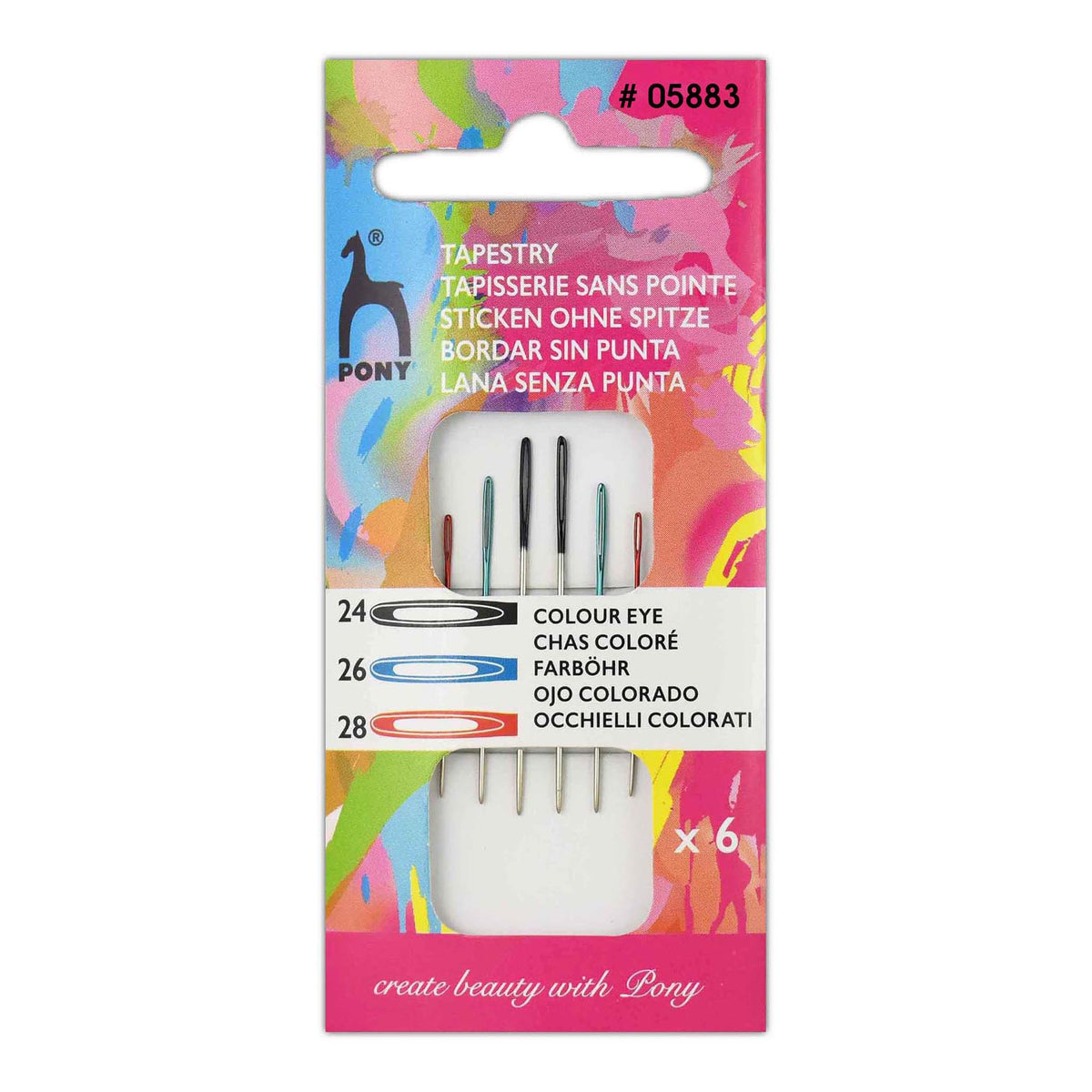 Packet of Pony colour-coded eye tapestry needles