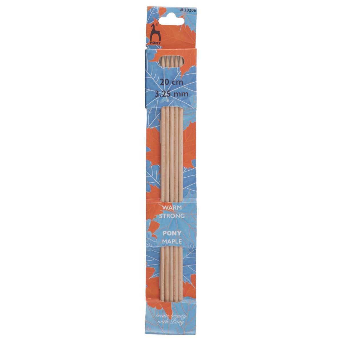 Set of 5 Pony maple wood double pointed knitting needles, 3.25mm
