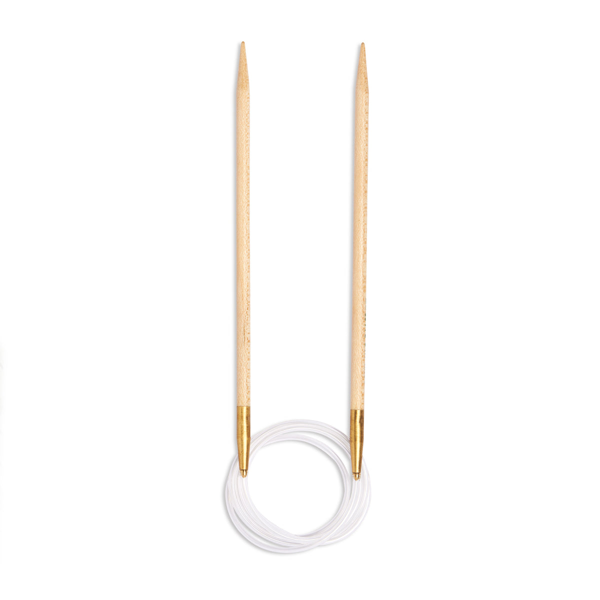 Pony maple wood fixed circular knitting needle with clear cable, 4.5mm