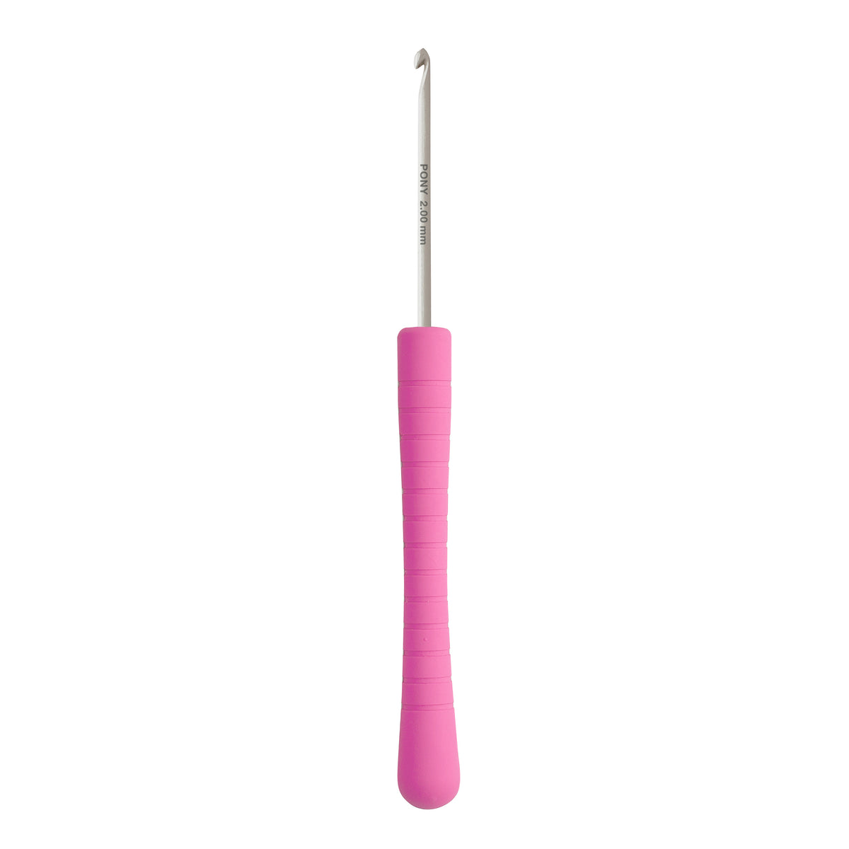 Pony Easy Grip aluminium crochet hook with coloured handle, 2mm