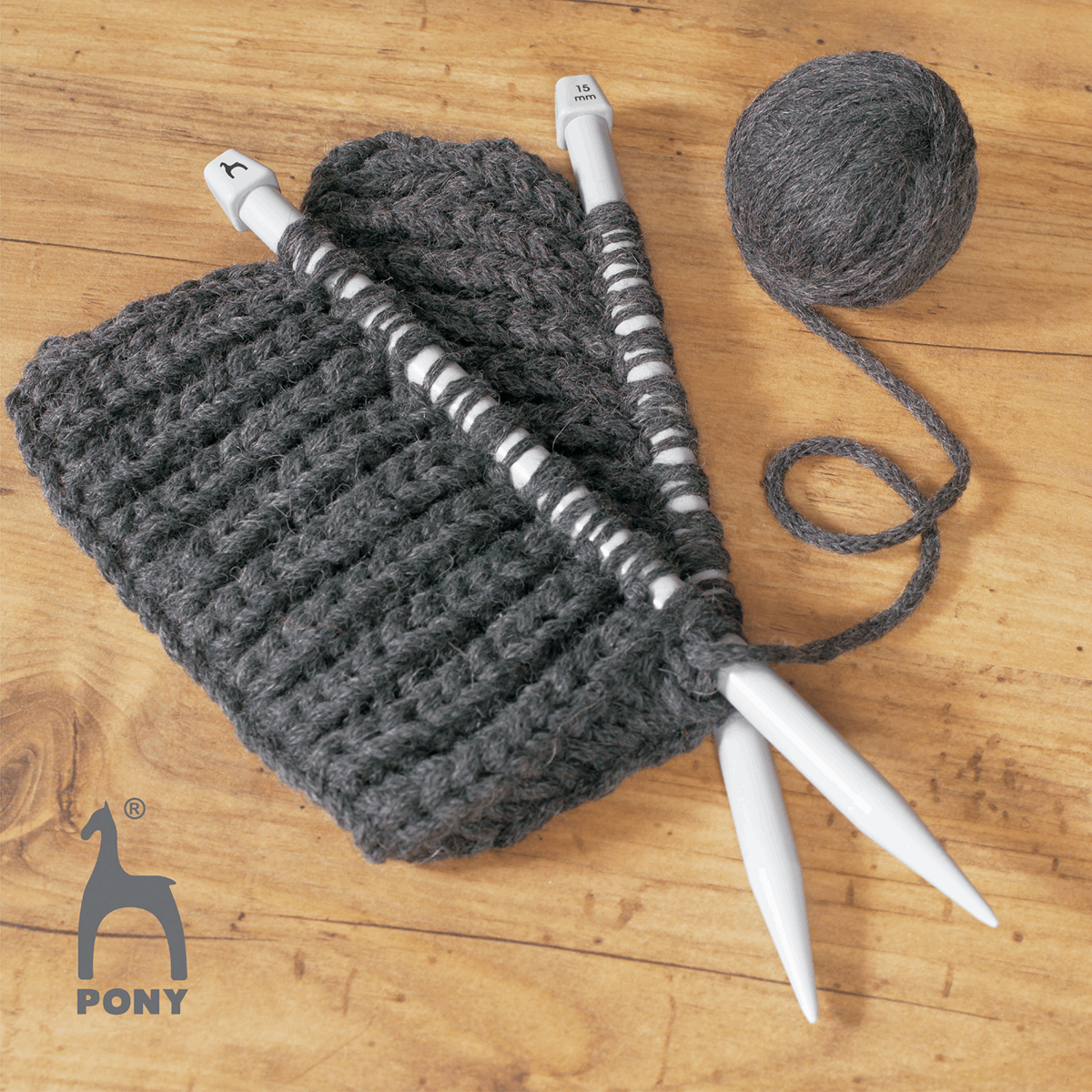 PONY Classic Knitting Pins - 25cm x 15mm, 2 Pack