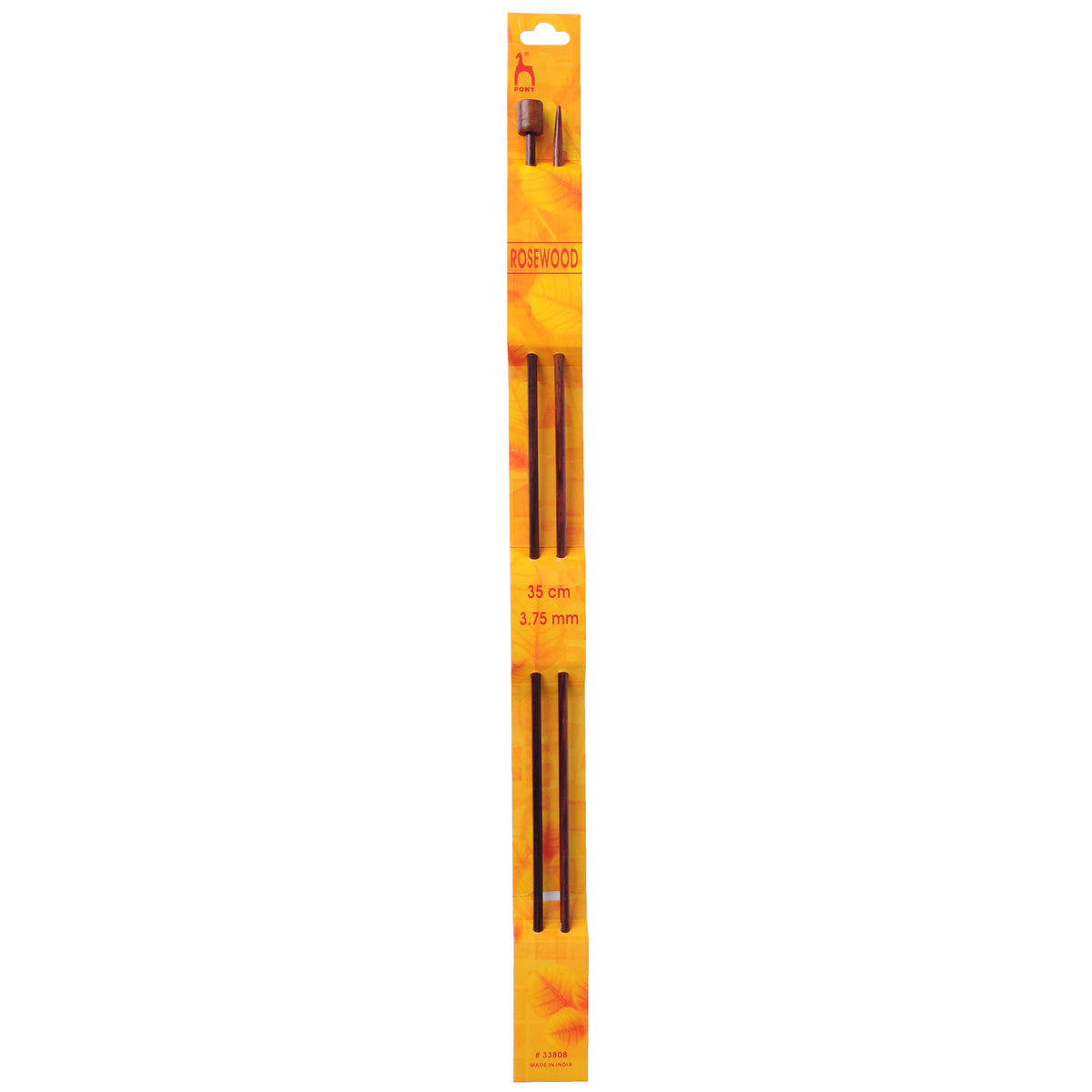 Pair of Pony rosewood knitting needles, 3.75mm x 35cm