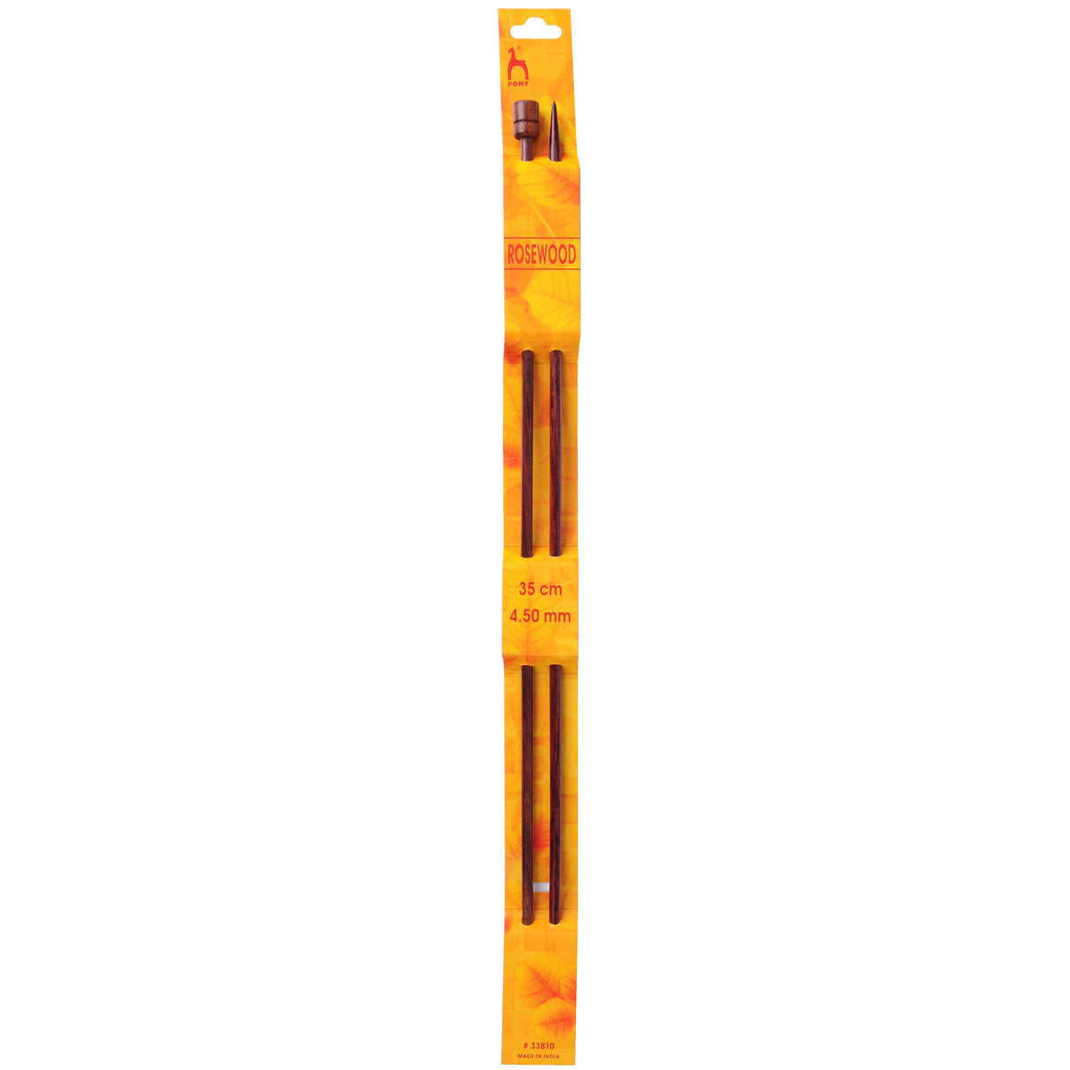 Pair of Pony rosewood knitting needles, 4.5mm x 35cm