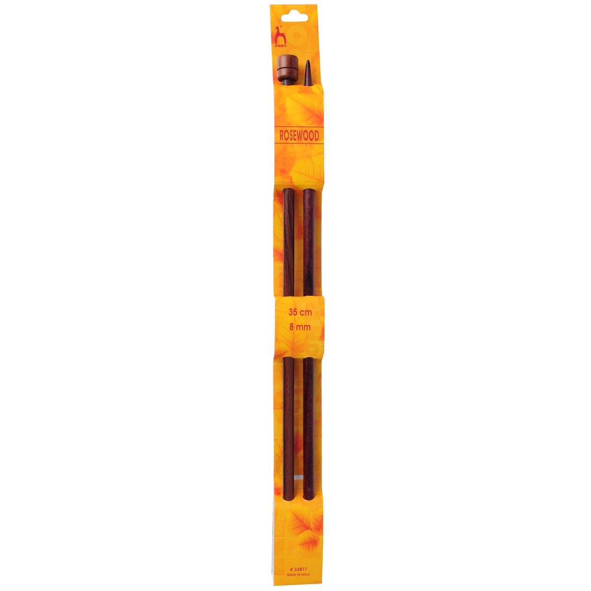 Pony rosewood single-ended knitting pins, 8mm