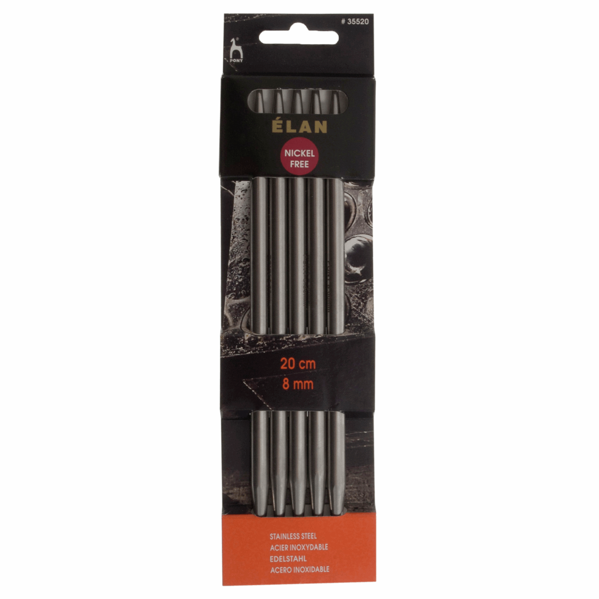 PONY 'Elan' Set of 5 Double-Ended Stainless Knitting Pins