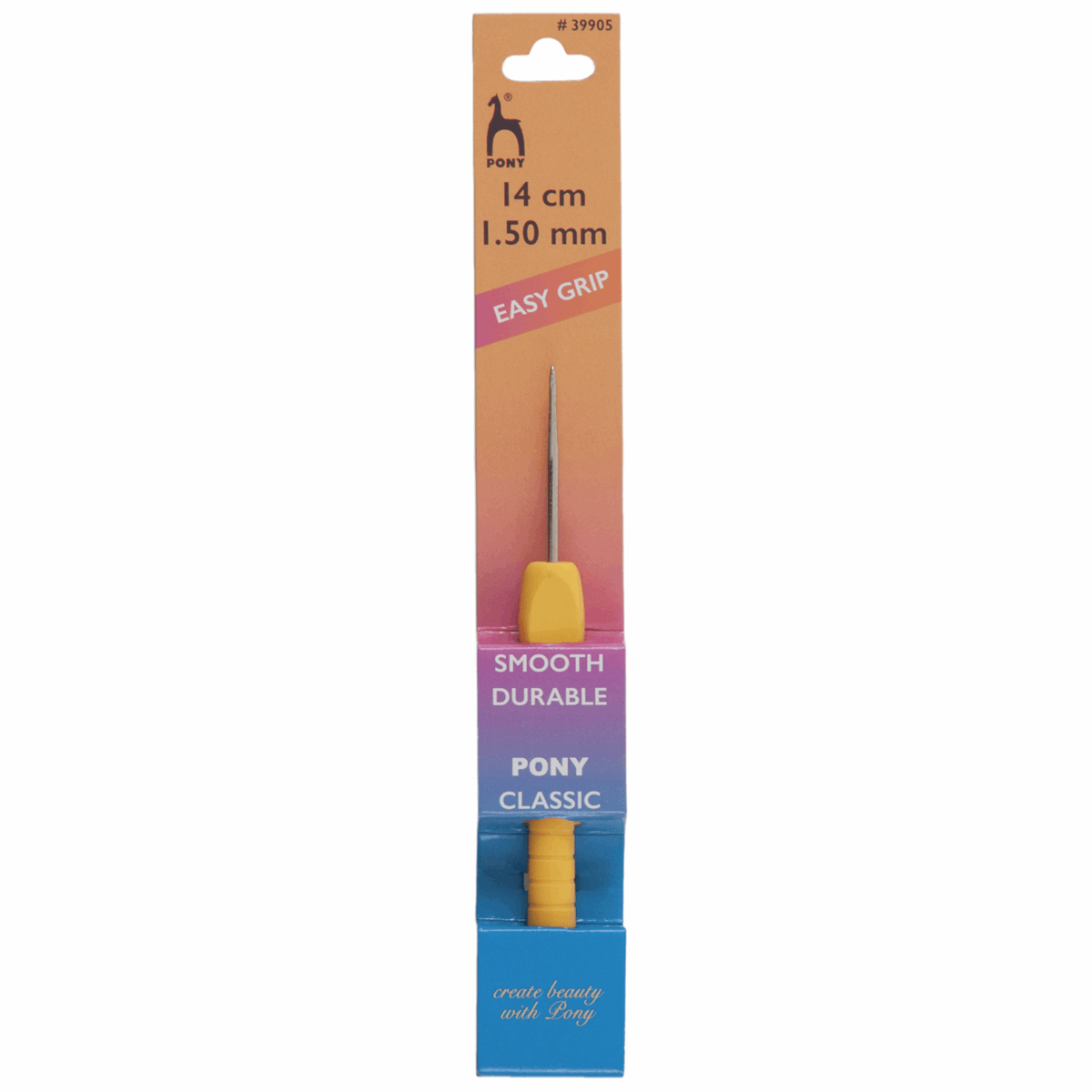 PONY Easy Grip Steel Crochet Hook - Flat Finger 14cm