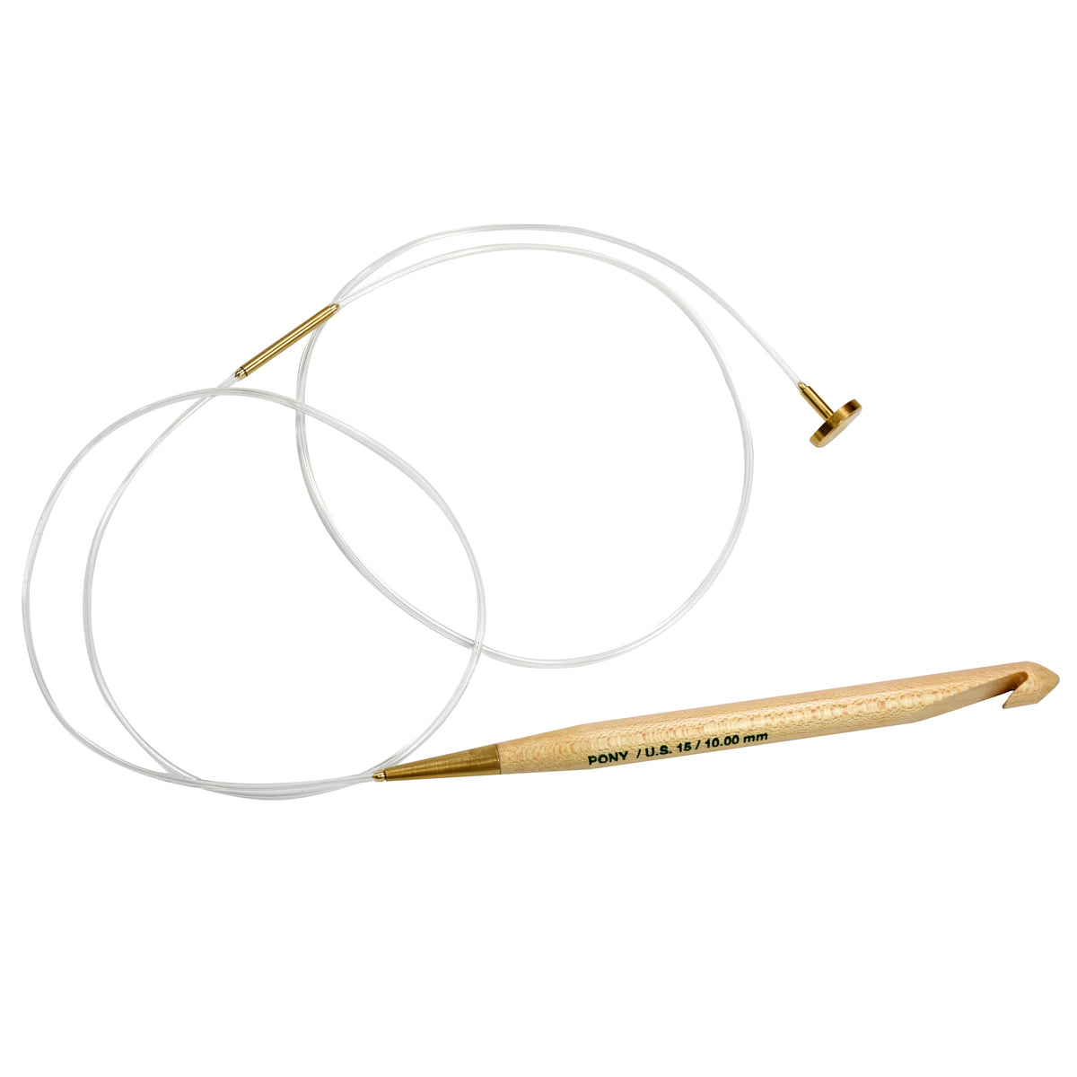 Pony maple wood interchangeable crochet hook with brass fitting, 10.00mm