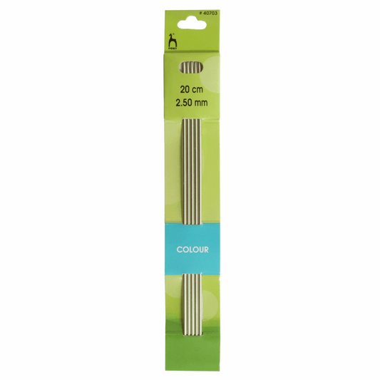 PONY Double-Ended Coloured Aluminium Knitting Pins - 20cm x 2.50mm (Set of 5)