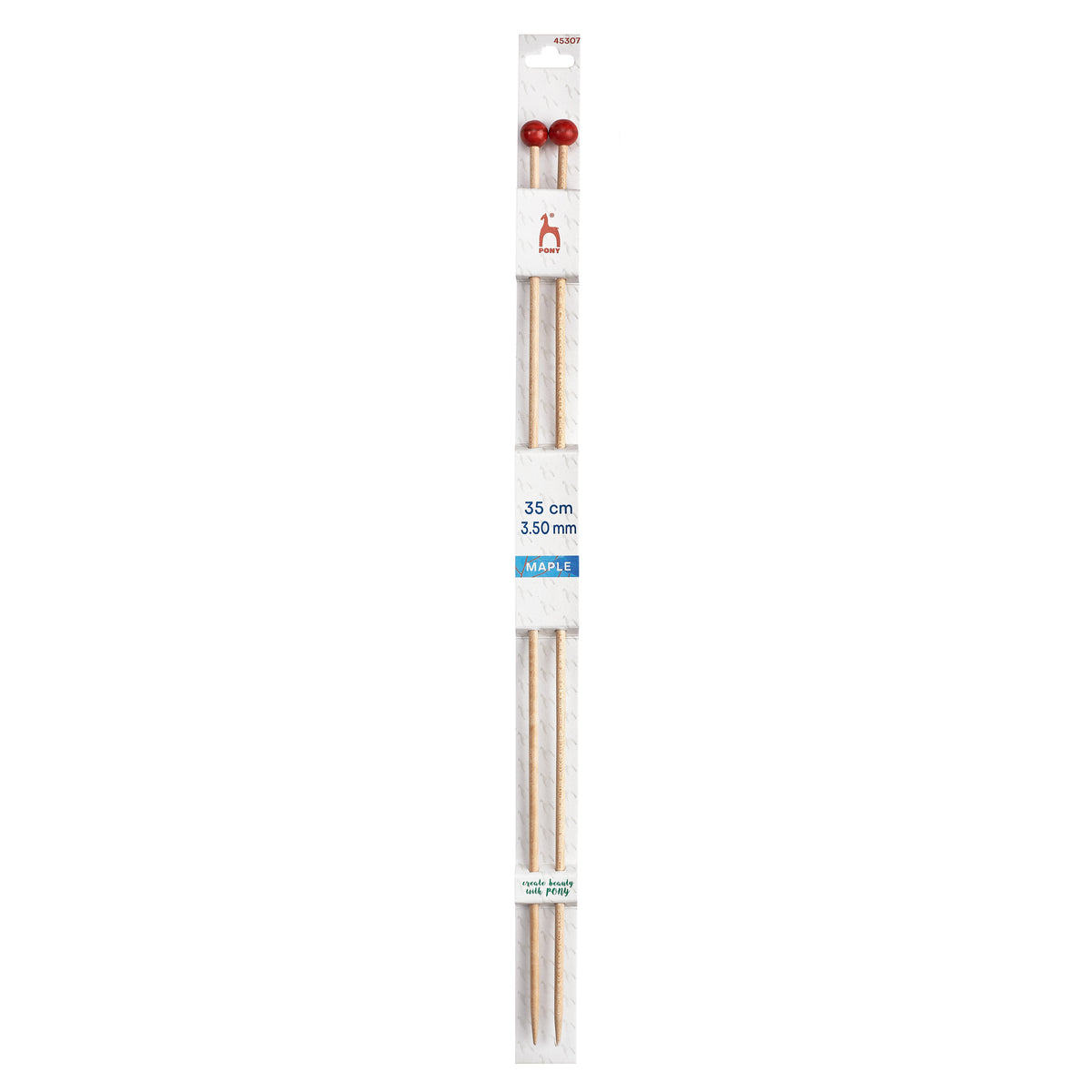 Pair of Pony maple wooden knitting needles 3.5mm with painted knobs