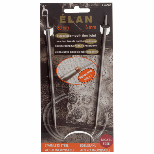 PONY Elan Stainless Circular Knitting Pins - 80cm
