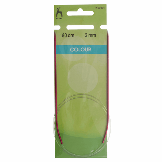 PONY Colour Circular Fixed Aluminium Knitting Pins - 80cm x 2.00mm
