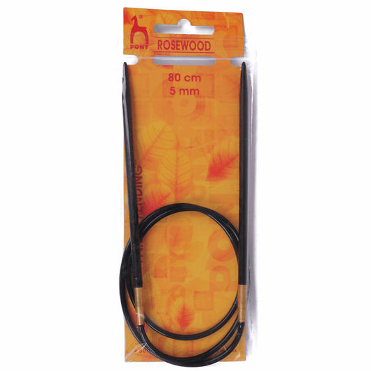 PONY Circular Fixed Rosewood Knitting Pins - 80cm x 5.00mm