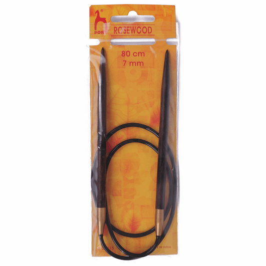 PONY Circular Fixed Rosewood Knitting Pins - 80cm x 7.00mm