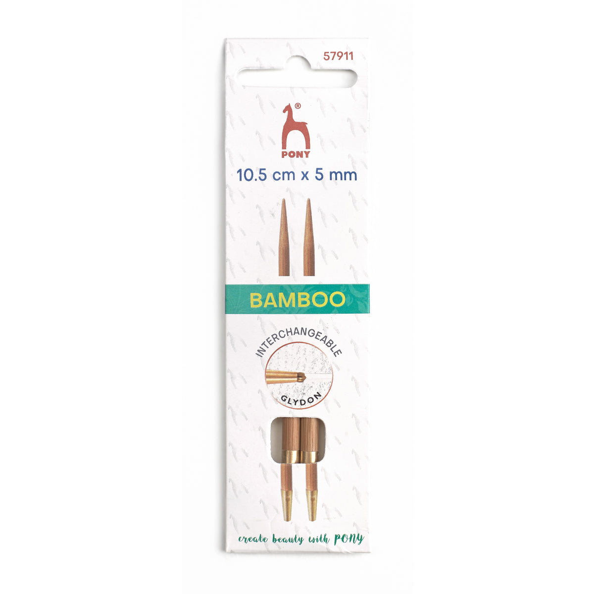 Pair of Pony 5.00mm bamboo interchangeable knitting needle tips