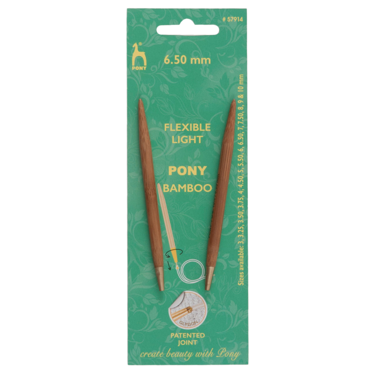 Pair of Pony 6.50mm bamboo interchangeable knitting needle tips