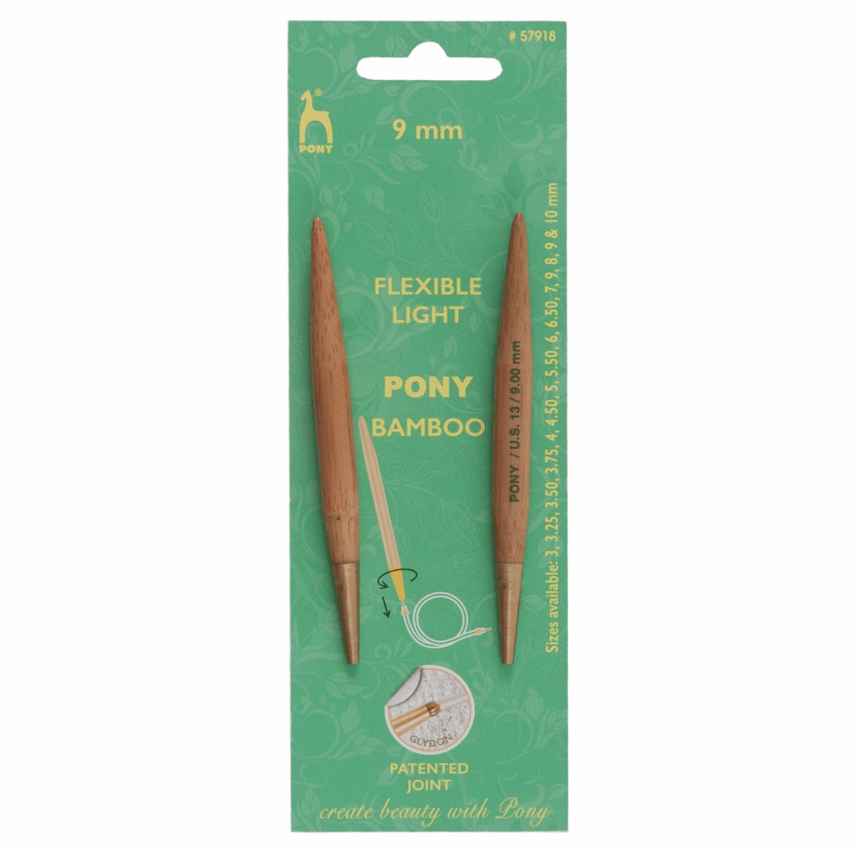 PONY Interchangeable Bamboo Knitting Pins 10.5cm x 9mm