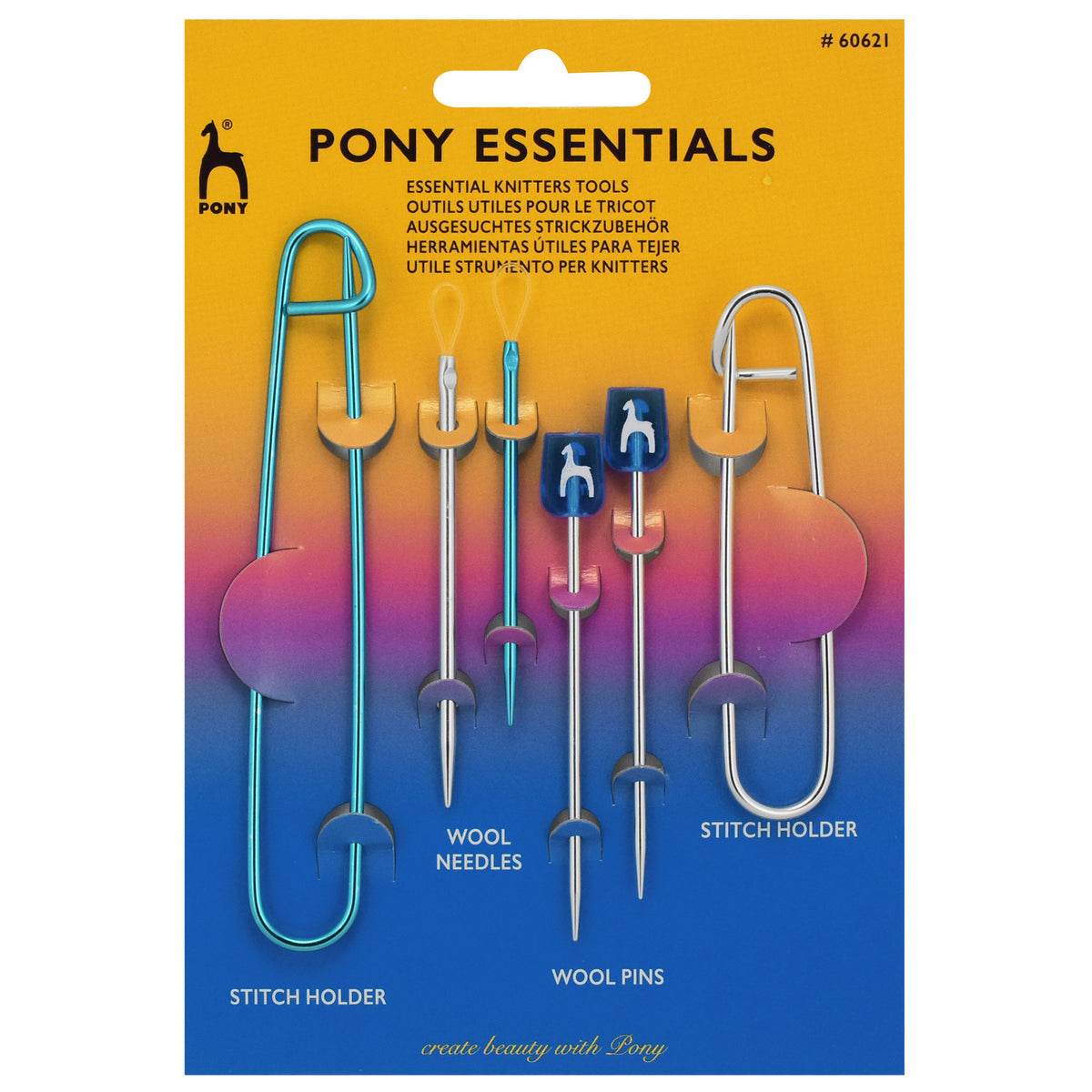 Pony essential knitting accessories set in its pack