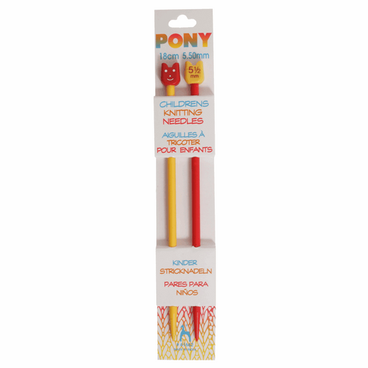 Pony Children's Coloured Knitting Pins 18cm x5.5mm