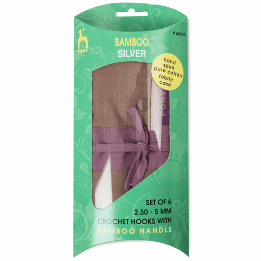 PONY 6 Crochet Hooks with Bamboo Handle - Fabric Gift Set
